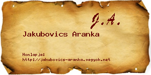 Jakubovics Aranka névjegykártya