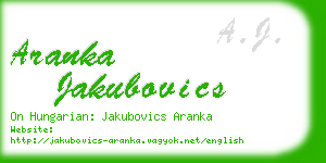 aranka jakubovics business card